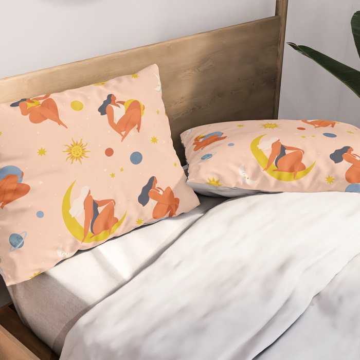 Collection of women holding planet with dream universe. Pillow Sham Gallery Image 2