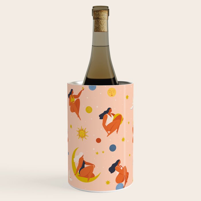 Collection of women holding planet with dream universe. Wine Chiller Gallery Image 1