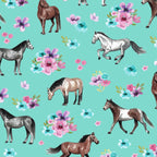 Hand drawn horses, Flower horses, Floral Pattern, Aqua Blue Coffee Mug Gallery Image 2