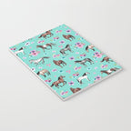Hand drawn horses, Flower horses, Floral Pattern, Aqua Blue Notebook Gallery Image 3