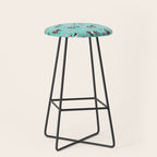 Hand drawn horses, Flower horses, Floral Pattern, Aqua Blue Stool Gallery Image 1