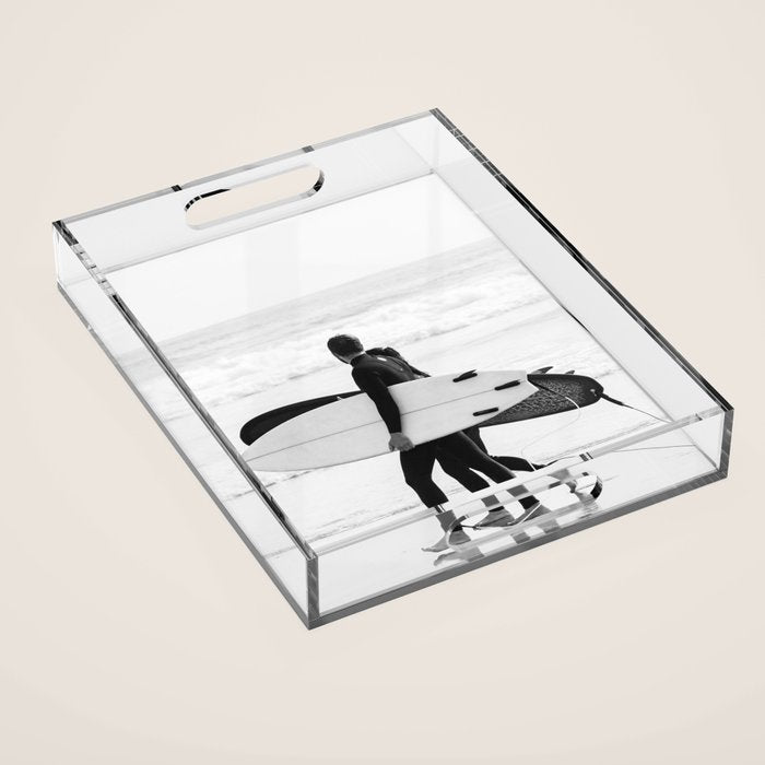 Cool BW Surf Photography Acrylic Tray Gallery Image 1
