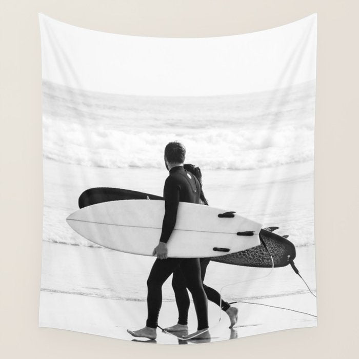 Cool BW Surf Photography Wall Tapestry Gallery Image 4