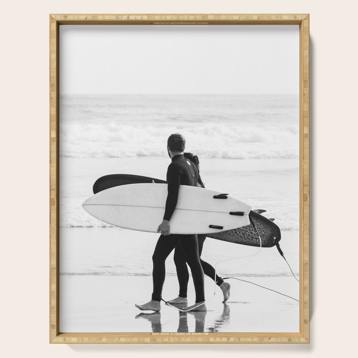 Cool BW Surf Photography Serving Tray Gallery Image 1
