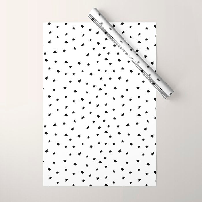 Black and White Stars Wrapping Paper Gallery Image 1