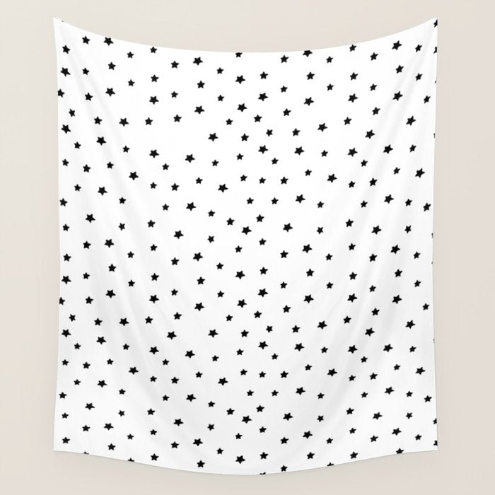 Black and White Stars Wall Tapestry Gallery Image 1