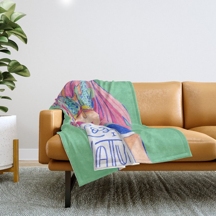 Lost in Nature Girl Portrait Throw Blanket Gallery Image 1