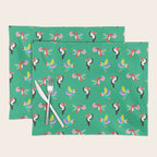 Happy Tropical Jungle Birds Toucan Hummingbird Parrot Green Placemat Gallery Image 1