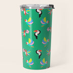 Happy Tropical Jungle Birds Toucan Hummingbird Parrot Green Travel Mug Gallery Image 2