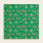 Happy Tropical Jungle Birds Toucan Hummingbird Parrot Green Wood Wall Art Gallery Image 1