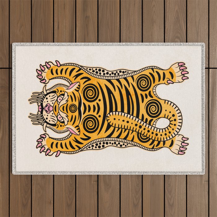 King Of The Jungle 01: Golden Tiger Edition Outdoor Rug Gallery Image 1