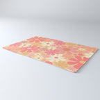 Vintage Floral 60s 70s Pattern in Pink, Blush, Peach, and Mustard Gold Tones Rug Gallery Image 3