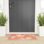 Vintage Floral 60s 70s Pattern in Pink, Blush, Peach, and Mustard Gold Tones Welcome Mat Gallery Image 3