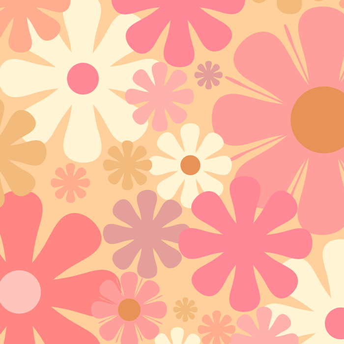 Vintage Floral 60s 70s Pattern in Pink, Blush, Peach, and Mustard Gold Tones Coffee Mug Gallery Image 2