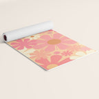 Vintage Floral 60s 70s Pattern in Pink, Blush, Peach, and Mustard Gold Tones Yoga Mat Gallery Image 2