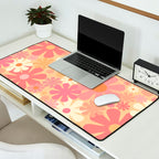 Vintage Floral 60s 70s Pattern in Pink, Blush, Peach, and Mustard Gold Tones Desk Mat Gallery Image 2
