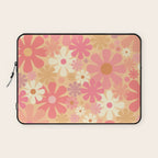 Vintage Floral 60s 70s Pattern in Pink, Blush, Peach, and Mustard Gold Tones Laptop Sleeve Gallery Image 1