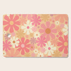 Vintage Floral 60s 70s Pattern in Pink, Blush, Peach, and Mustard Gold Tones Cutting Board Gallery Image 1