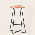 Vintage Floral 60s 70s Pattern in Pink, Blush, Peach, and Mustard Gold Tones Stool Gallery Image 1