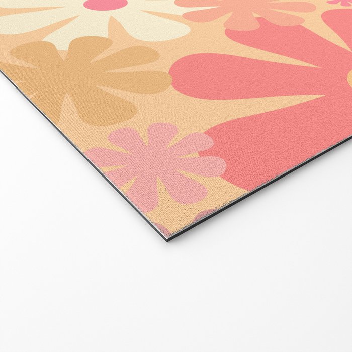 Vintage Floral 60s 70s Pattern in Pink, Blush, Peach, and Mustard Gold Tones Welcome Mat Gallery Image 2