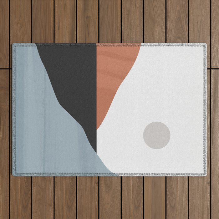 Minimal Abstract Art Landscape 7 Outdoor Rug Gallery Image 1