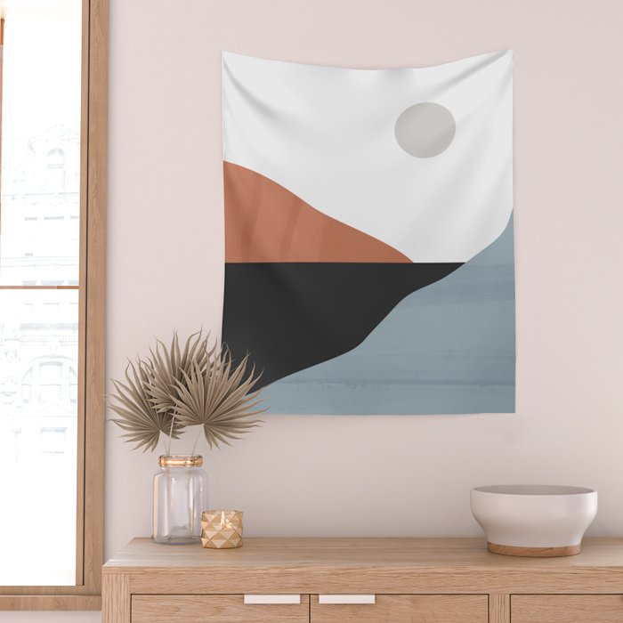 Minimal Abstract Art Landscape 7 Wall Tapestry Gallery Image 2