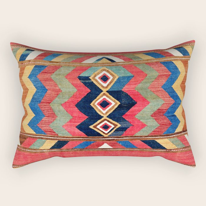 Shahsavan Varamin North Persian Kilim Print Rectangular Pillow Gallery Image 1