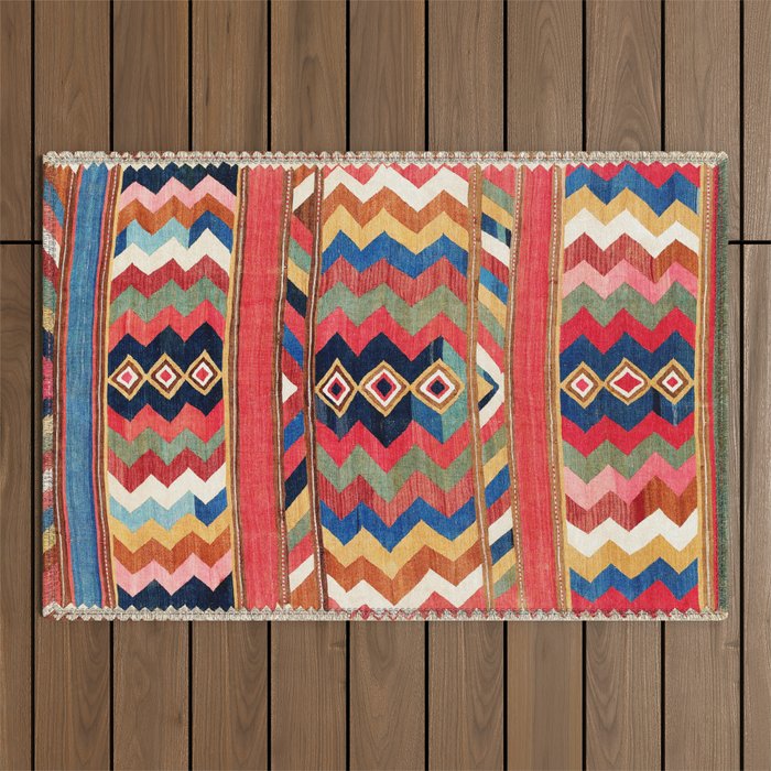 Shahsavan Varamin North Persian Kilim Print Outdoor Rug Gallery Image 1