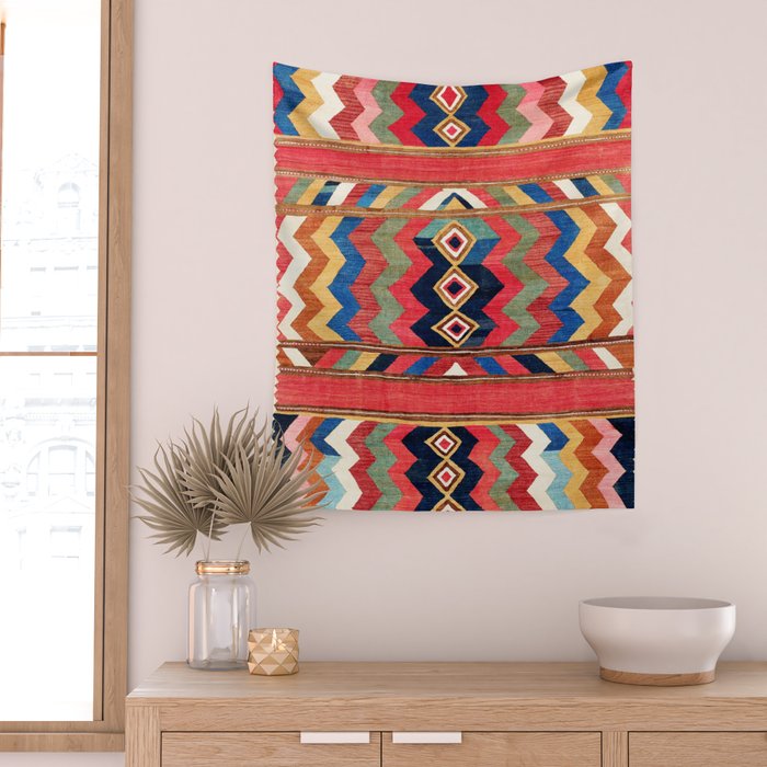 Shahsavan Varamin North Persian Kilim Print Wall Tapestry Gallery Image 2