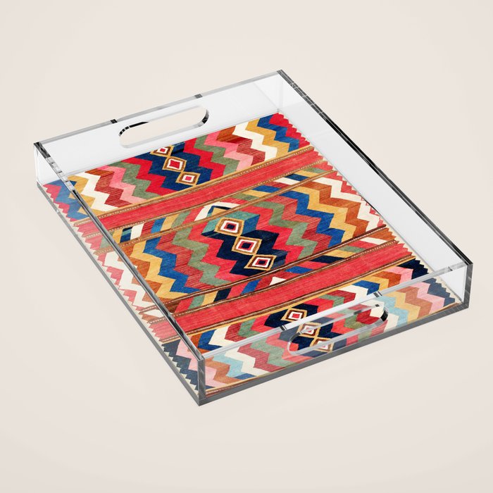Shahsavan Varamin North Persian Kilim Print Acrylic Tray Gallery Image 1
