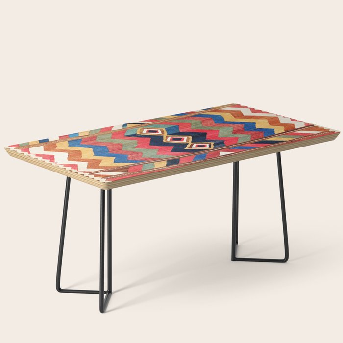 Shahsavan Varamin North Persian Kilim Print Coffee Table Gallery Image 1