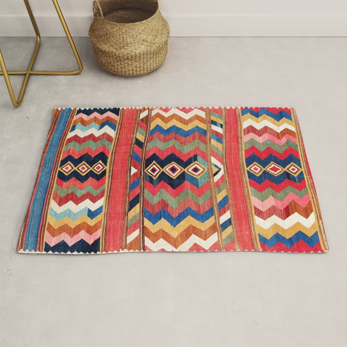 Shahsavan Varamin North Persian Kilim Print Rug Gallery Image 1