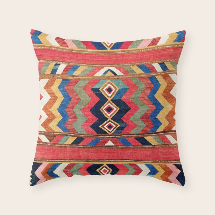 Shahsavan Varamin North Persian Kilim Print Throw Pillow Gallery Image 1