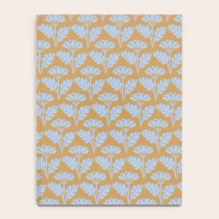 Vintage Floral Arches Art Nouveau Pattern in Ice Blue and Deep Mustard Notebook Gallery Image 4