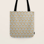 Vintage Floral Arches Art Nouveau Pattern in Ice Blue and Deep Mustard Tote Bag Gallery Image 1