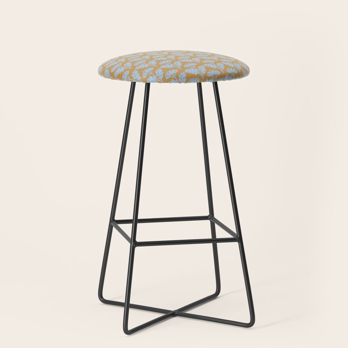 Vintage Floral Arches Art Nouveau Pattern in Ice Blue and Deep Mustard Stool Gallery Image 1