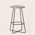 Vintage Floral Arches Art Nouveau Pattern in Ice Blue and Deep Mustard Stool Gallery Image 1