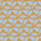 Vintage Floral Arches Art Nouveau Pattern in Ice Blue and Deep Mustard Coffee Mug Gallery Image 2