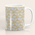 Vintage Floral Arches Art Nouveau Pattern in Ice Blue and Deep Mustard Coffee Mug Gallery Image 1