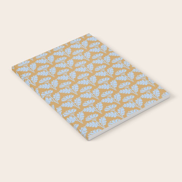 Vintage Floral Arches Art Nouveau Pattern in Ice Blue and Deep Mustard Notebook Gallery Image 2
