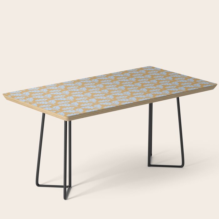Vintage Floral Arches Art Nouveau Pattern in Ice Blue and Deep Mustard Coffee Table Gallery Image 1
