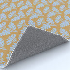 Vintage Floral Arches Art Nouveau Pattern in Ice Blue and Deep Mustard Rug Gallery Image 4