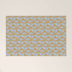 Vintage Floral Arches Art Nouveau Pattern in Ice Blue and Deep Mustard Welcome Mat Gallery Image 1