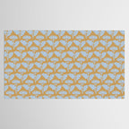 Vintage Floral Arches Art Nouveau Pattern in Ice Blue and Deep Mustard Tablecloth Gallery Image 2