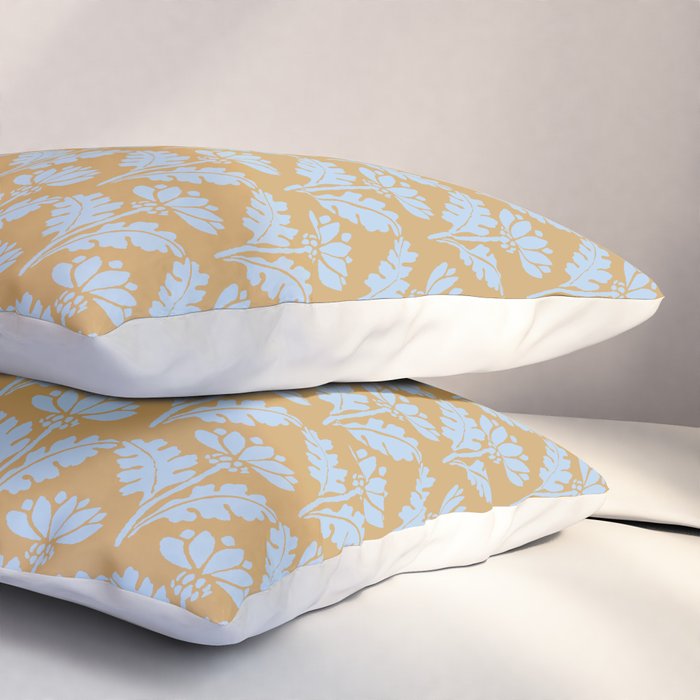 Vintage Floral Arches Art Nouveau Pattern in Ice Blue and Deep Mustard Pillow Sham Gallery Image 3