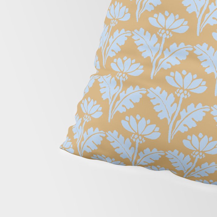 Vintage Floral Arches Art Nouveau Pattern in Ice Blue and Deep Mustard Pillow Sham Gallery Image 4