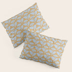 Vintage Floral Arches Art Nouveau Pattern in Ice Blue and Deep Mustard Pillow Sham Gallery Image 3