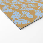 Vintage Floral Arches Art Nouveau Pattern in Ice Blue and Deep Mustard Welcome Mat Gallery Image 2