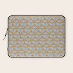 Vintage Floral Arches Art Nouveau Pattern in Ice Blue and Deep Mustard Laptop Sleeve Gallery Image 1
