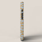 Vintage Floral Arches Art Nouveau Pattern in Ice Blue and Deep Mustard iPhone Case Gallery Image 2